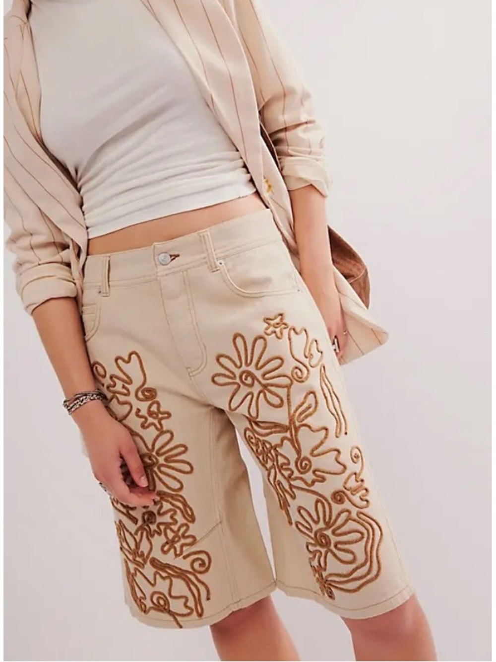 NWOT Free People WE THE FREE Cruisin’ Soutache Long Shorts